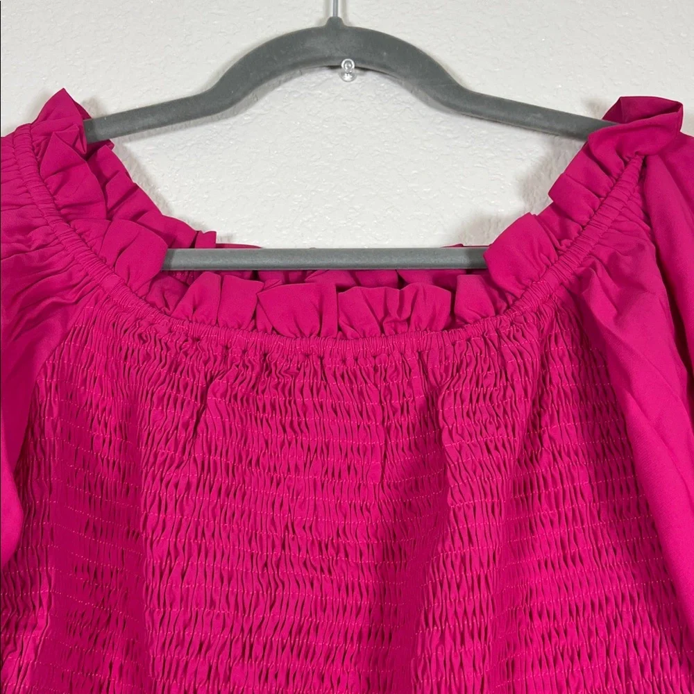 Fuchsia pink shocked bust top, size 3X - Picture 3 of 8